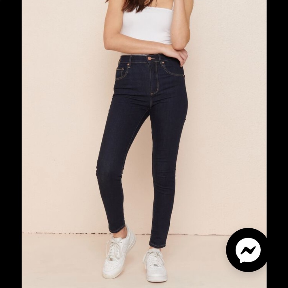 Garage dark denim high rise skinny jeans